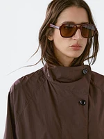 Trench fluide en tissu déperlant