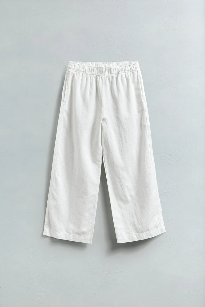 PANTALON WIDE LEG AVEC LIN