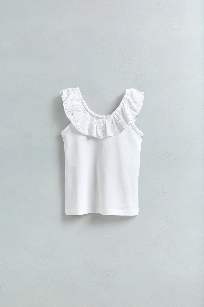 HAUT À VOLANTS EN BRODERIE SUISSE