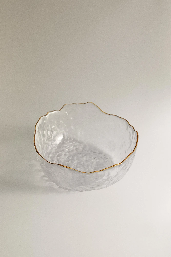 GLASS SALAD BOWL WITH RIM