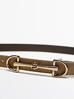 Equestrian split suede leather belt