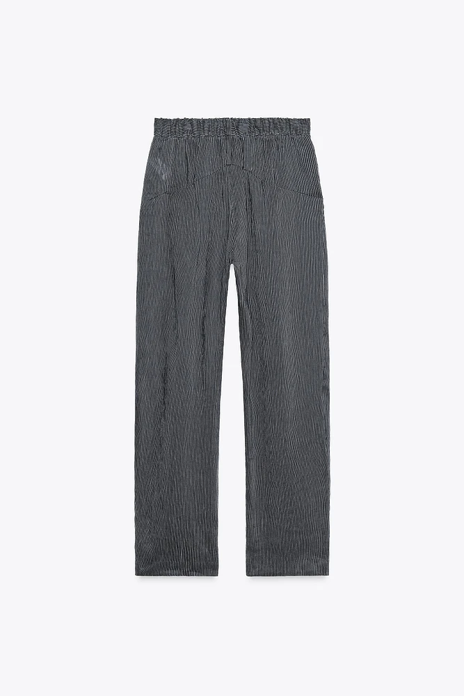 ZW COLLECTION STRIPED LINEN BLEND PANTS