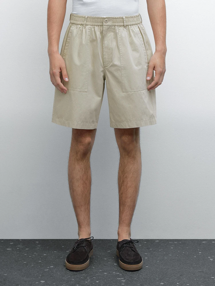 Cotton poplin carpenter Bermuda shorts