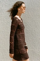 CROCHET KNIT MINI DRESS