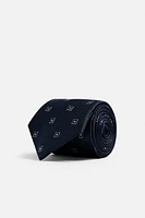100% SILK GEOMETRIC PRINT TIE