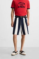 PLEATED STRIPED SHORTS
