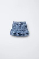 DENIM SKIRT WITH RUFFLES