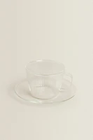 BOROSILICATE GLASS TEACUP AND SAUCER