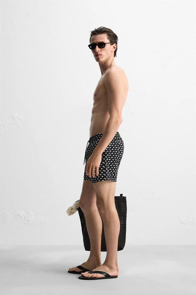 ABSTRACT PRINT SHORT SWIMMING TRUNKS