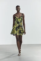 PRINTED TULLE SHORT DRESS