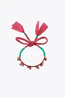 3-PACK OF RIGID FABRIC AND STONE BRACELETS