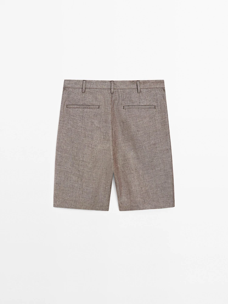 100% linen Bermuda shorts