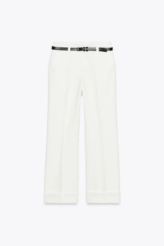 CUFFED BELTED PANTS