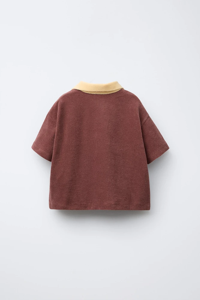 CONTRAST COLLAR TERRY POLO SHIRT