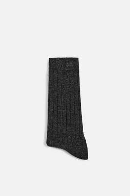 RIBBED CASHMERE BLEND SOCKS