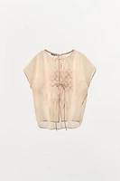 RAISED FLORAL EMBROIDERED TOP