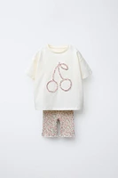 JOGGING SET CYCLING RIB T-SHIRT AND LEGGINGS