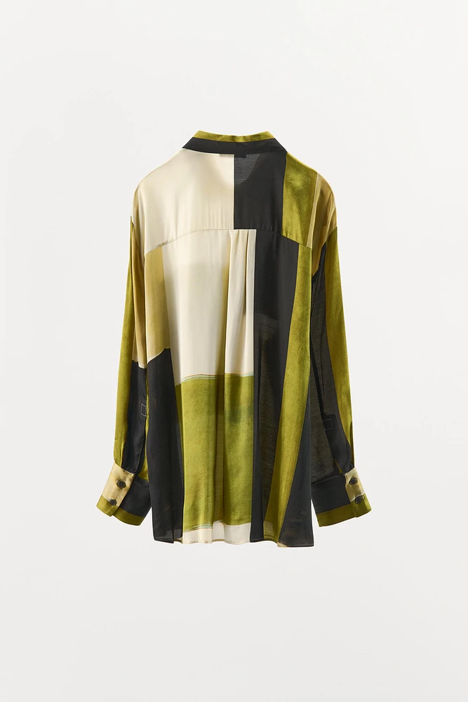 PRINTED SATIN EFFECT SHIRT