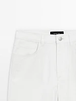 Pantalon straight cropped en coton mélangé
