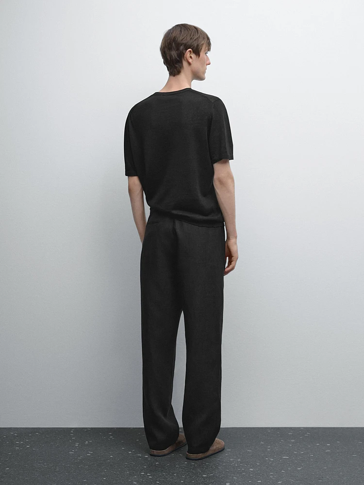 100% linen jogger trousers