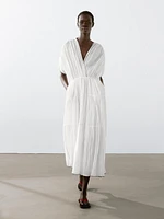 Robe longue plissée contrastante