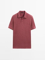 Textured piqué short sleeve polo shirt