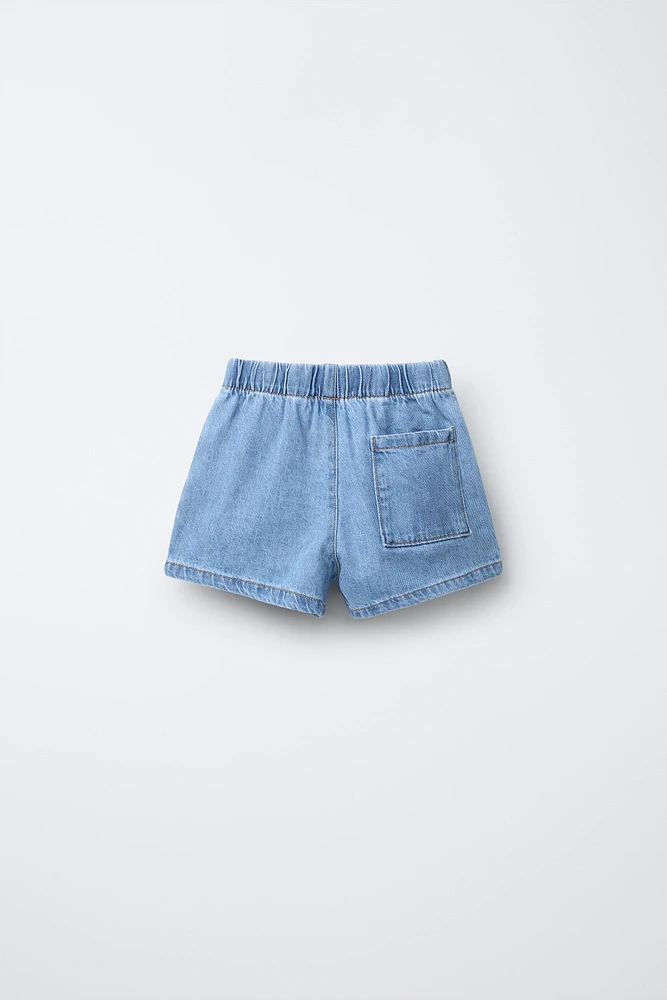 ELASTIC DENIM SHORTS