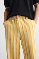 PANTALON RAYÉ VISCOSE ET LIN