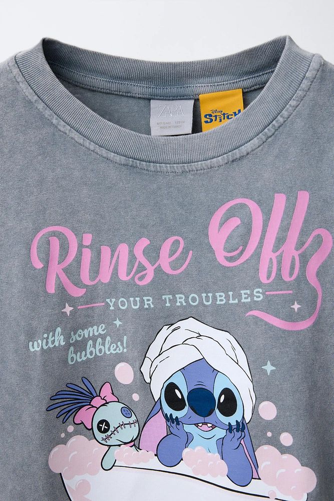 T-SHIRT EFFET DÉLAVÉ IMPRIMÉ LILO & STITCH © DISNEY