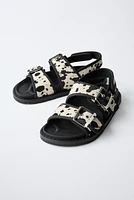 ANIMAL PRINT LEATHER SANDALS