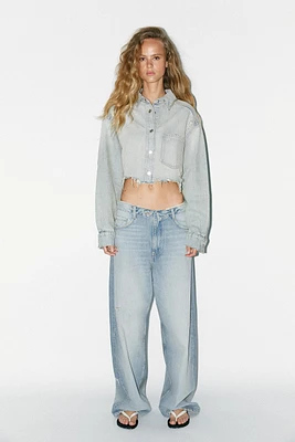 VESTE COURTE EN JEAN TRF DÉCHIRURES