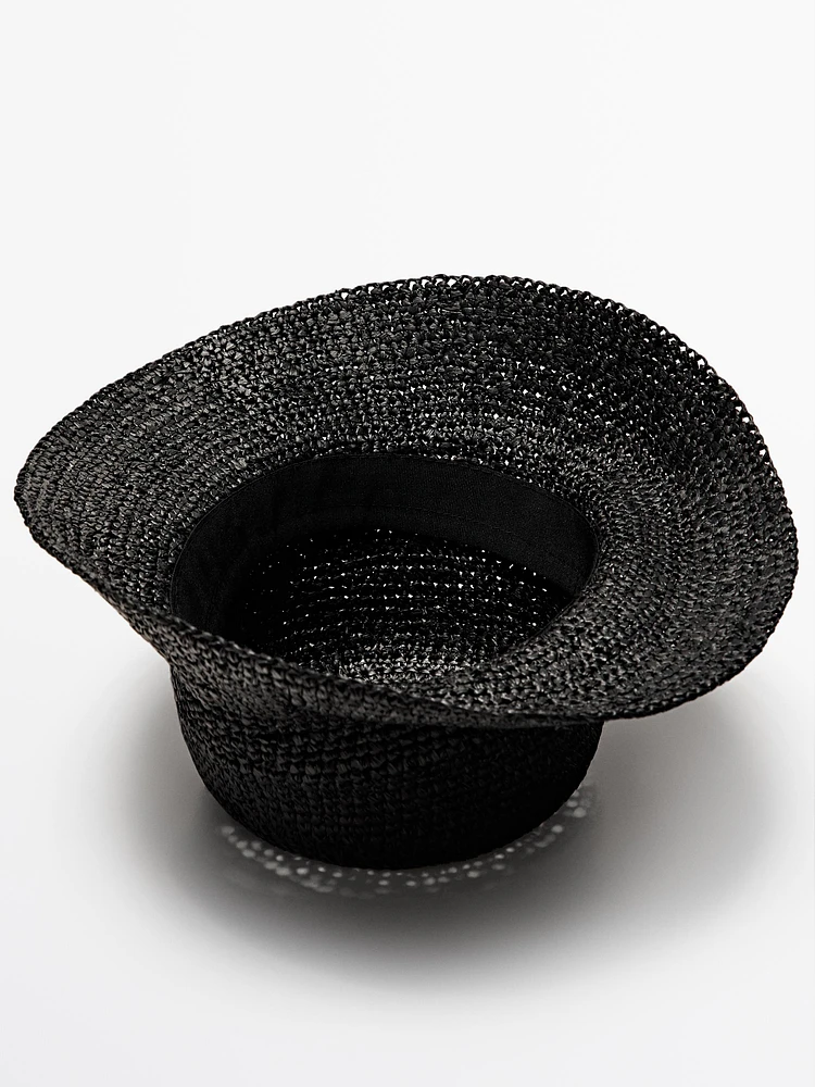 Raffia hat with bow