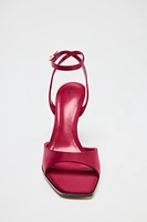 SATIN EFFECT HEELED SANDALS