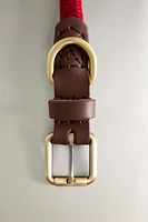 LEATHER AND ROPE DOG NECKLACE