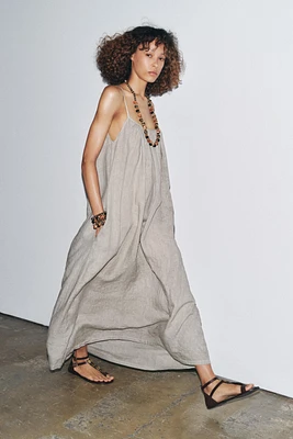 100% LINEN STRAPPY DRESS ZW COLLECTION