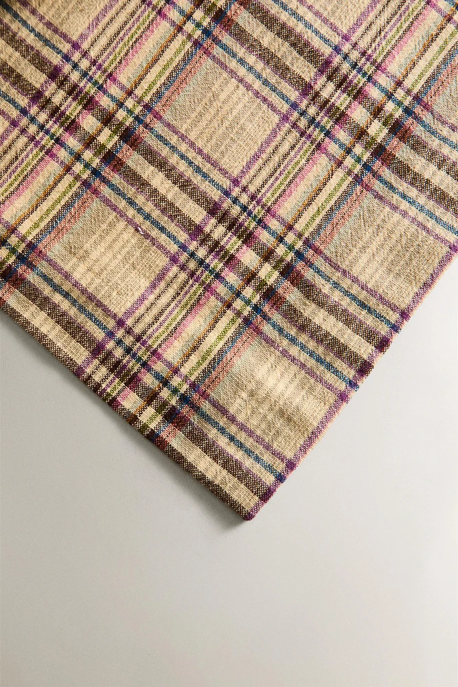 CHECKED COTTON LINEN TABLECLOTH