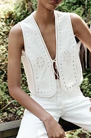 TOP GILET BRODÉ AVEC MIROIRS