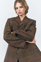 WOOL BLEND PLAID BLAZER ZW COLLECTION