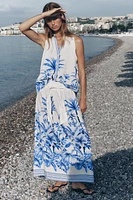 TROPICAL PRINT MIDI SKIRT