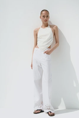 PANTALON DROIT BRODÉ
