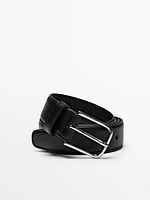 Nappa leather belt with topstitching detail