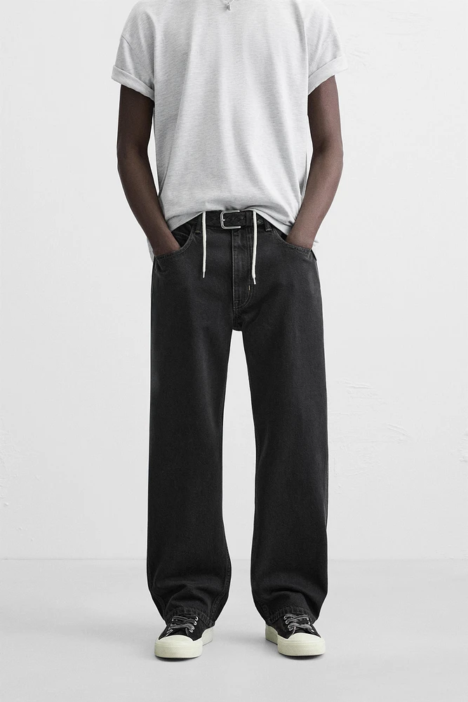 RELAXED FIT DRAWSTRING JEANS