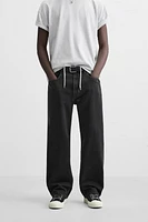 RELAXED FIT DRAWSTRING JEANS