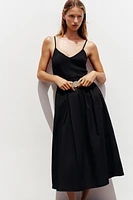 BELTED COMBINATION MIDI DRESS