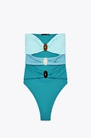 MAILLOT DE BAIN BANDEAU CUT OUT PIERRES