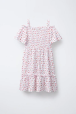 ROBE À TEXTURE ET FLEURS