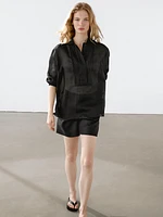 Lightweight ramie blend shirt with pintucks