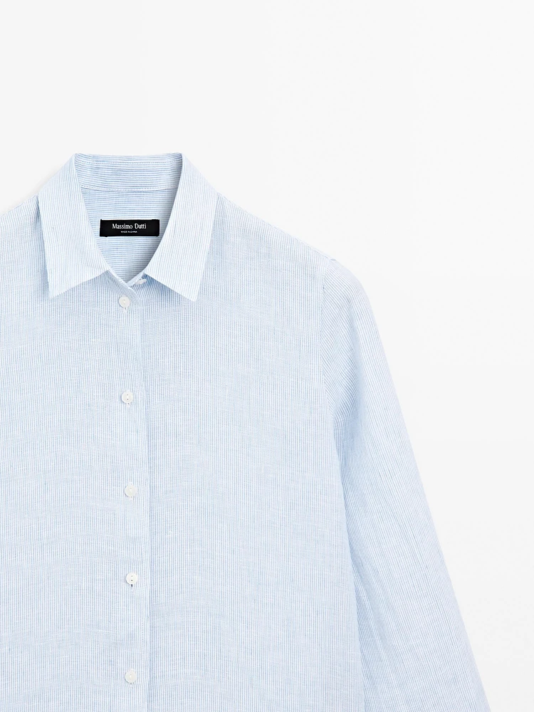 Pinstriped flowing linen shirt