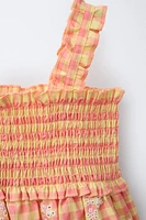 ROBE À CARREAUX VICHY ET FLEURS