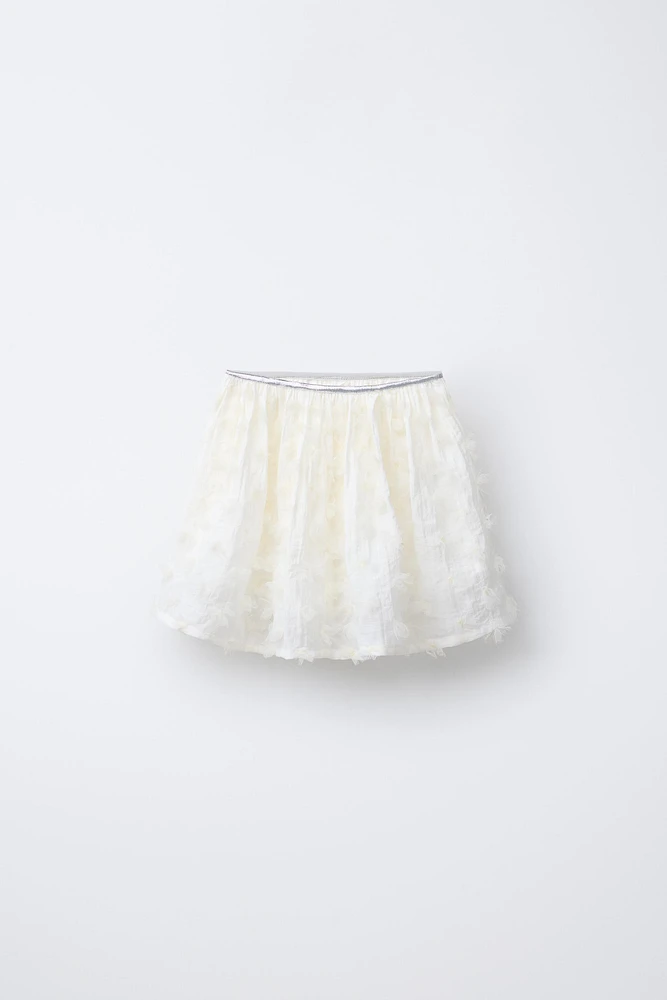 JUPE-SHORT À FLEURS EN TULLE